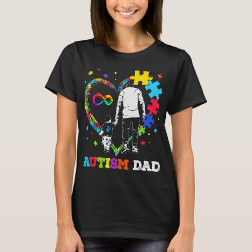 Autistic Mens Proud Autism Dad Autistic Son Love H T_Shirt