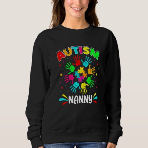 Autistic Nanny Puzzle Support Family Autism Awaren Sweatshirt