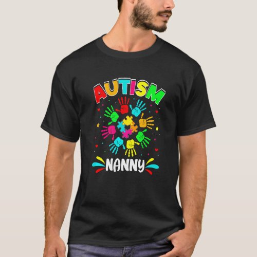 Autistic Nanny Puzzle Support Family Autism Awaren T_Shirt