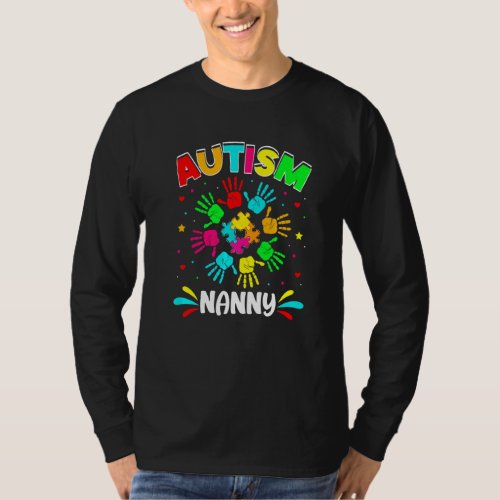 Autistic Nanny Puzzle Support Family Autism Awaren T_Shirt