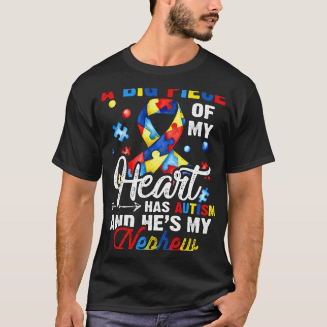 Autistic Nephew Autism Awareness Month For Kids Bo T-Shirt (Front)