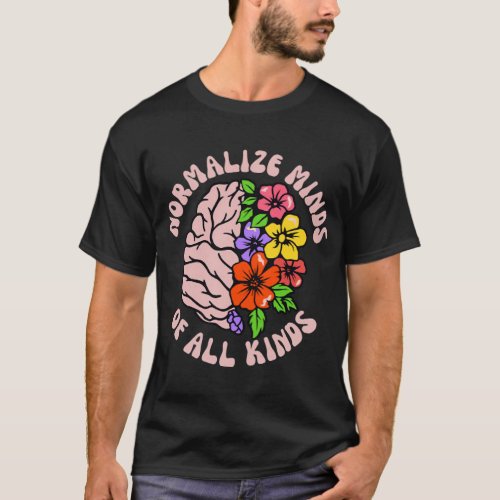 Autistic Normalize Minds Of All Kinds Groovy Retro T_Shirt
