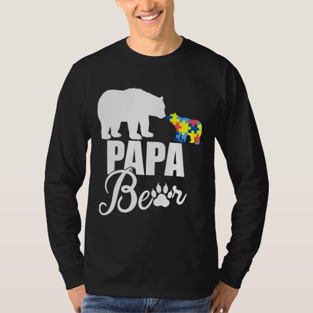 Autistic Papa Bear Autism Awareness T-Shirt (Front)