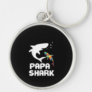 Autistic Papa Shark Autism Awareness Keychain