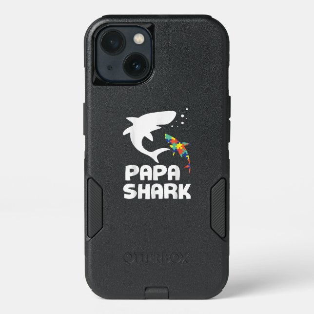 Autistic | Papa Shark Autism Awareness Otterbox iPhone Case (Back)
