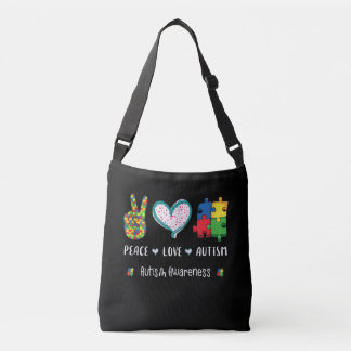 Autistic | Peace Love Autism Puzzle Piece Crossbody Bag