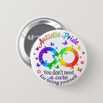 Autistic Pride Button by AutismSupportShop at Zazzle