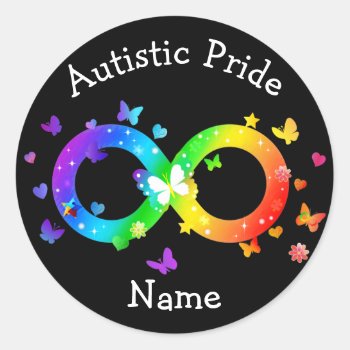 Autistic Pride Infinity Symbol Classic Round Sticker by AutismSupportShop at Zazzle