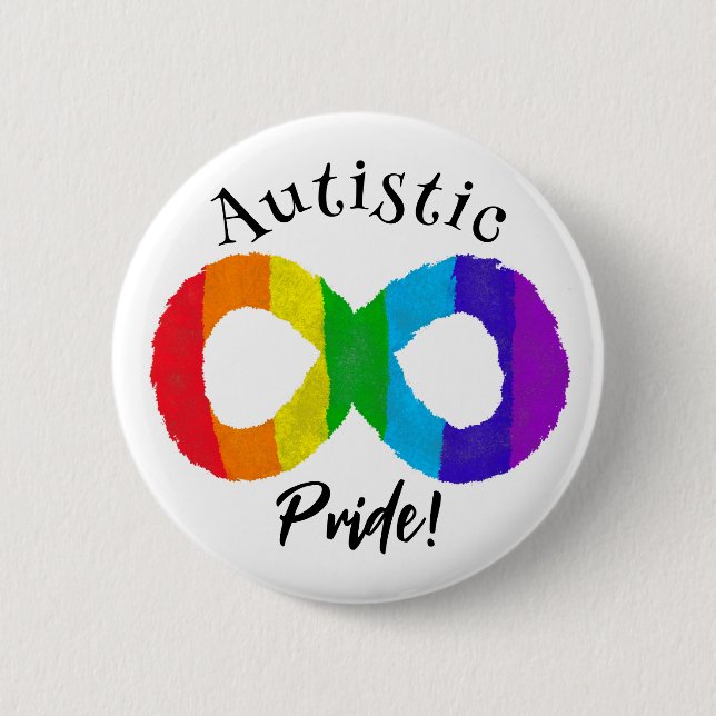 Autistic Pride Neurodiversity Autism Rainbow Button (Front)