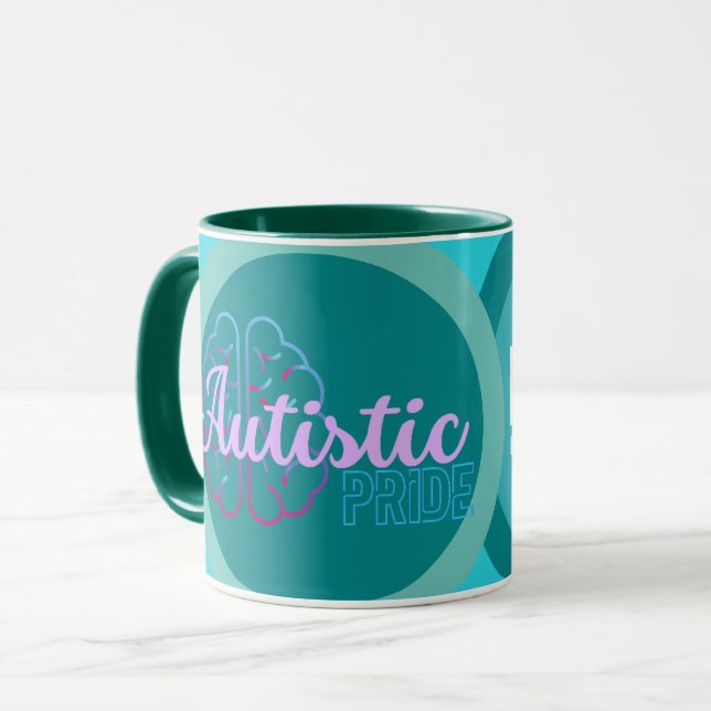 Autistic Pride Teal Coffee Mug (Front Left)