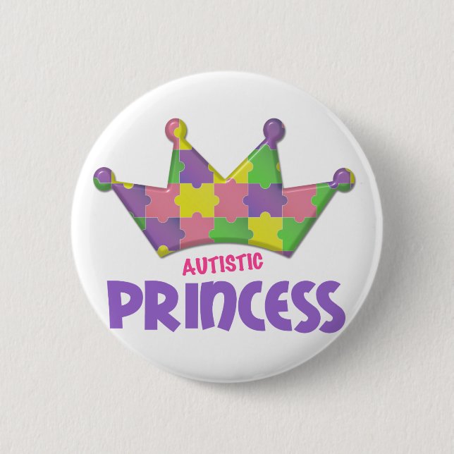 Autistic Princess 1 AUTISM Button (Front)