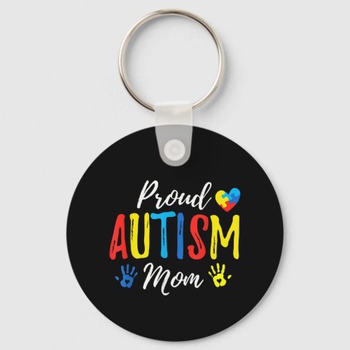 Autistic  Proud Autism Mom Puzzle Piece Keychain