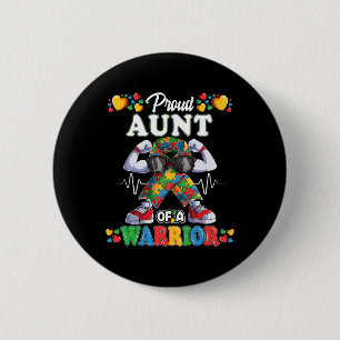 Autistic Ribbon Puzzle Aunt Of Autism Awareness Wa Button