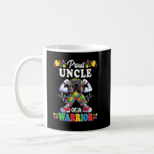 Autistic Ribbon Puzzle Uncle Of Autism Awareness W Coffee Mug