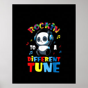 Autistic   Rockin To A Different Tune Cute Panda Poster