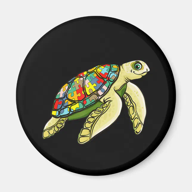 Autistic |Sea Turtle Puzzle Piece Autism Awareness Magnet | Zazzle