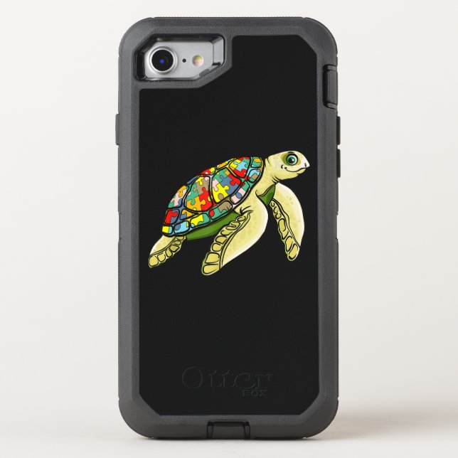Autistic |Sea Turtle Puzzle Piece Autism Awareness Otterbox iPhone Case (Back)