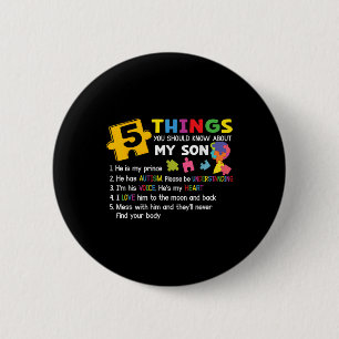 Autistic Son Autism Awareness Support For Mom Dad Button