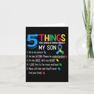 Autistic Son Autism Awareness Support For Mom Dad  Card