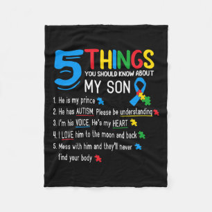 Autistic Son Autism Awareness Support For Mom Dad Fleece Blanket