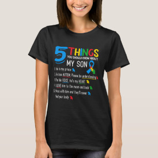 Autistic Son Autism Awareness Support For Mom Dad  T-Shirt