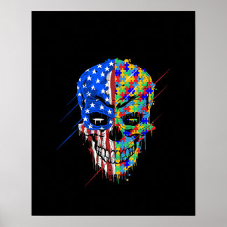 Autistic | Spooky Skull American Support Autism Poster