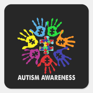 Autistic Strong Hand Autism Awereness Square Sticker