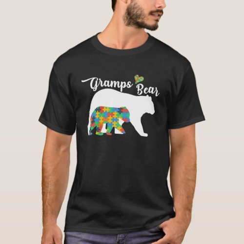Autistic Support Autism Awareness Gramps Bear Fath T_Shirt