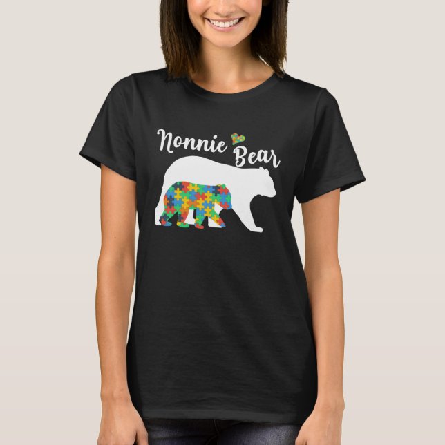 Autistic Support Autism Awareness Nonnie Bear Moth T-Shirt (Front)