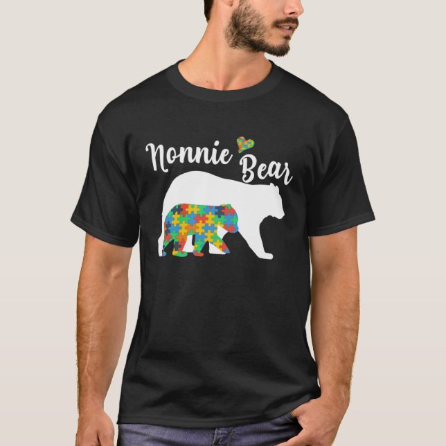 Autistic Support Autism Awareness Nonnie Bear Moth T-Shirt (Front)