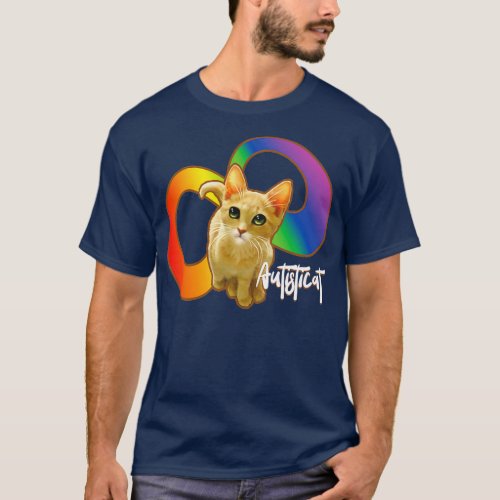 Autisticat autistic cat pride rainbow infinity spe T_Shirt