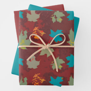 Autmn Solid Flying Leaves- Burnt Umber/Orange Wrapping Paper Sheets
