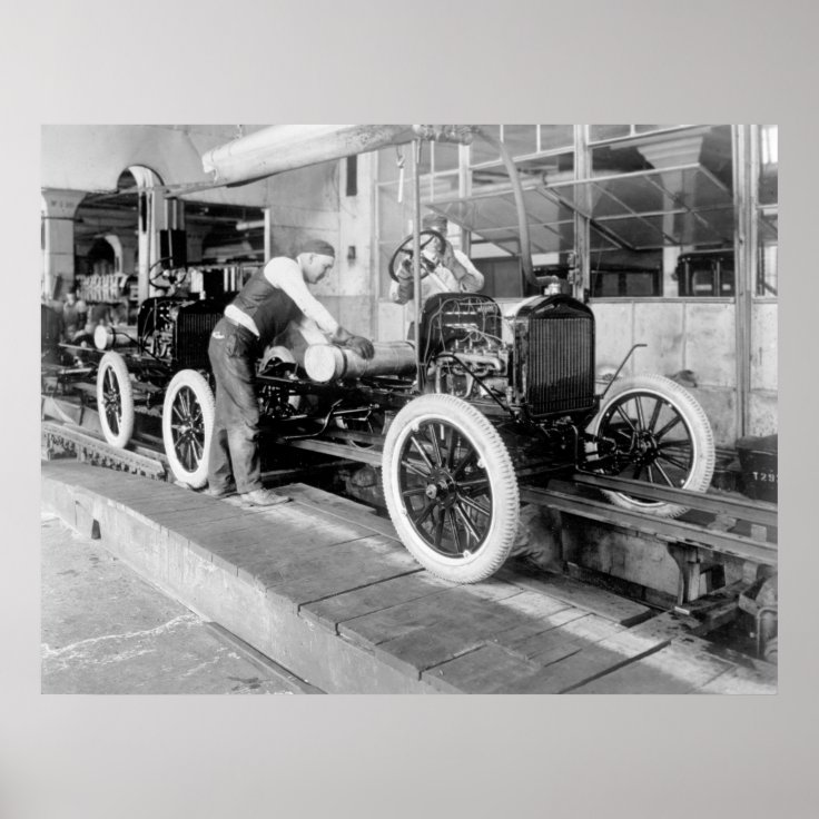 Auto Assembly Line, 1920s Poster | Zazzle