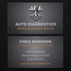 Auto Automobile Diagnostics Repair Metallic Business Card