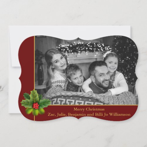 Auto Black and White Photo Fancy Trim Holiday Card