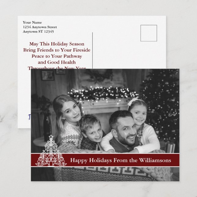 Auto Black and White Photo White Christmas Tree Postcard (Front/Back)