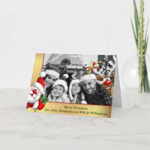 Auto Black and White Santa Reindeer Photo Bomb Holiday Card