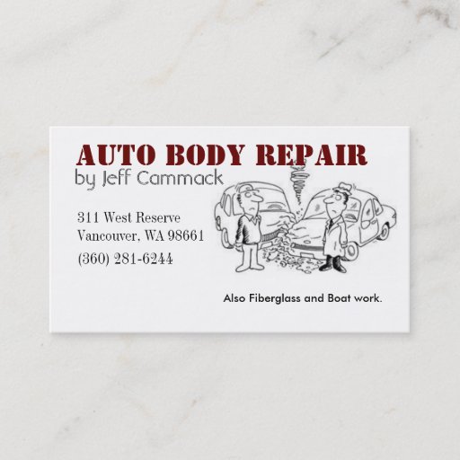 Customizable Auto Body Card Business Card Templates