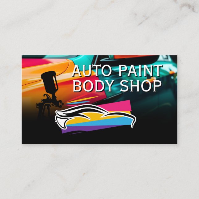 Auto Body Garage Shop | Car Care Services Business Card (Front)