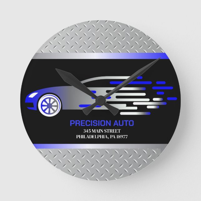 Auto Body Mechanic Car Paint Detailing Collison Round Clock (Front)