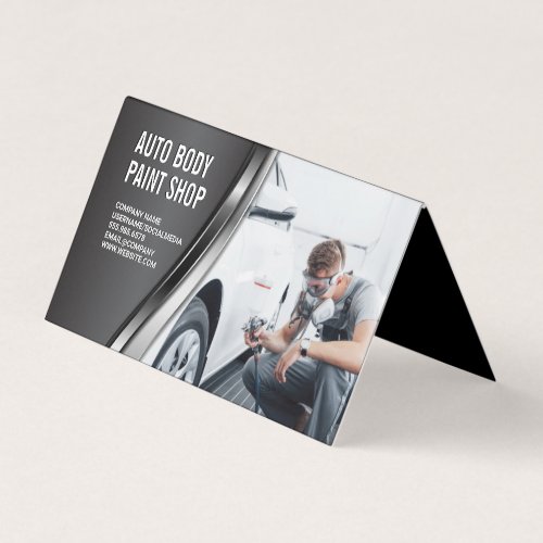 Auto Body Paint Garage Shop  Worker Spraying Business Card