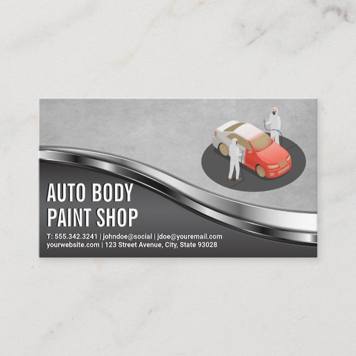 Auto Body Paint Garage Shop Workers Business Card