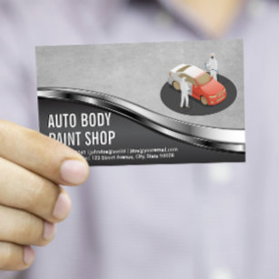 Auto Body Paint Garage Shop   Workers Business Card