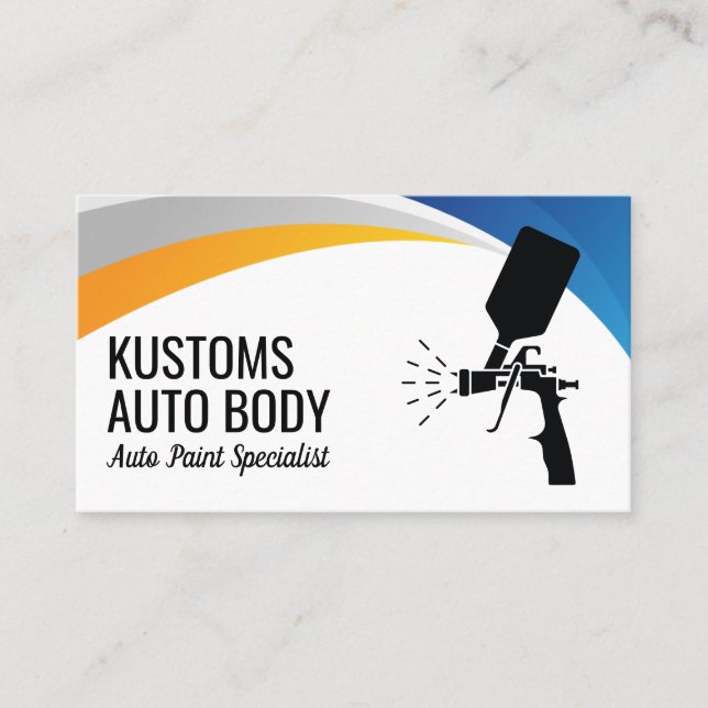 Auto Body Paint Services | Spray Gun Business Card (Front)