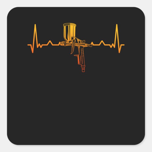 Auto Body Painter Car Painter Spray Gun Square Sticker (Front)