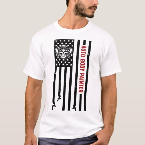 Auto Body Painter US Flag Automotive Painter T_Shirt