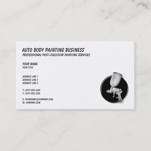 Auto Body Painting | Classy Black White Business Card (Front)