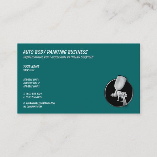 Auto Body Painting  Cool Aqua Color Business Card