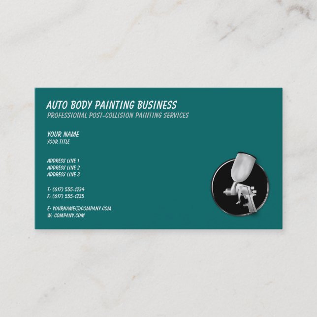 Auto Body Painting | Cool Aqua Color Business Card (Front)