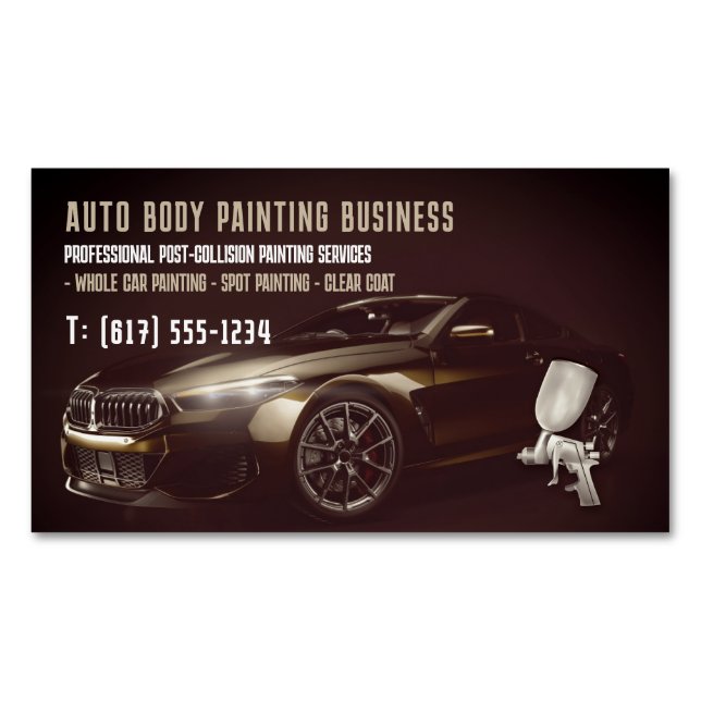 Auto Body Painting | Modern Professional Business Card Magnet (Front)